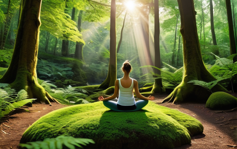 디지털 디톡스 캠프에서 하는 활동들 - **Prompt 1: Serene Yoga/Meditation in Nature**
    A serene and peaceful scene of an individual (gen...