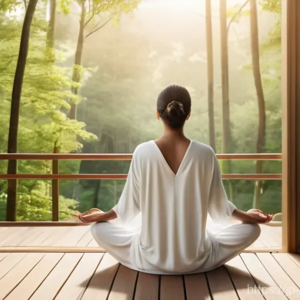 디지털 디톡스 캠프의 트렌드 및 변화 - **Prompt:** A serene and luxurious digital detox retreat experience. An adult individual, elegantly ...