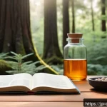 디지털 디톡스 캠프의 개별 맞춤형 프로그램 설계 - A serene forest campsite scene in early morning light, featuring a lightweight yoga mat and an open ...